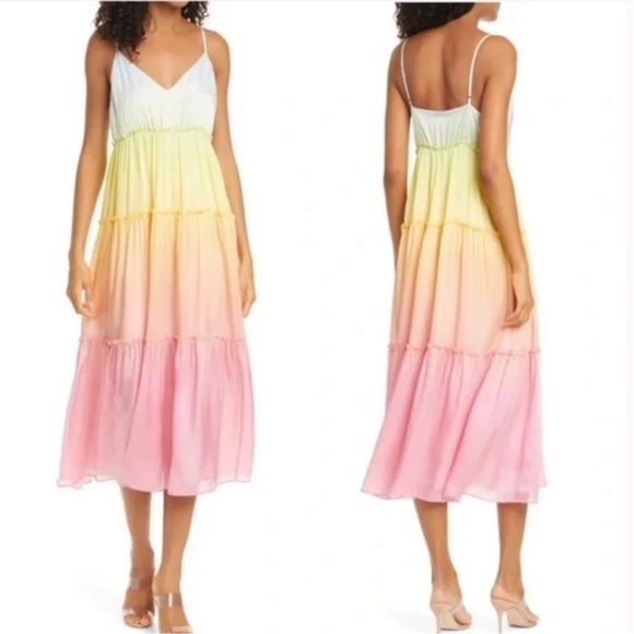 NWOT Cami NYC Adrienne Rainbow Tiered Silk Dress size small - Picture 1 of 4